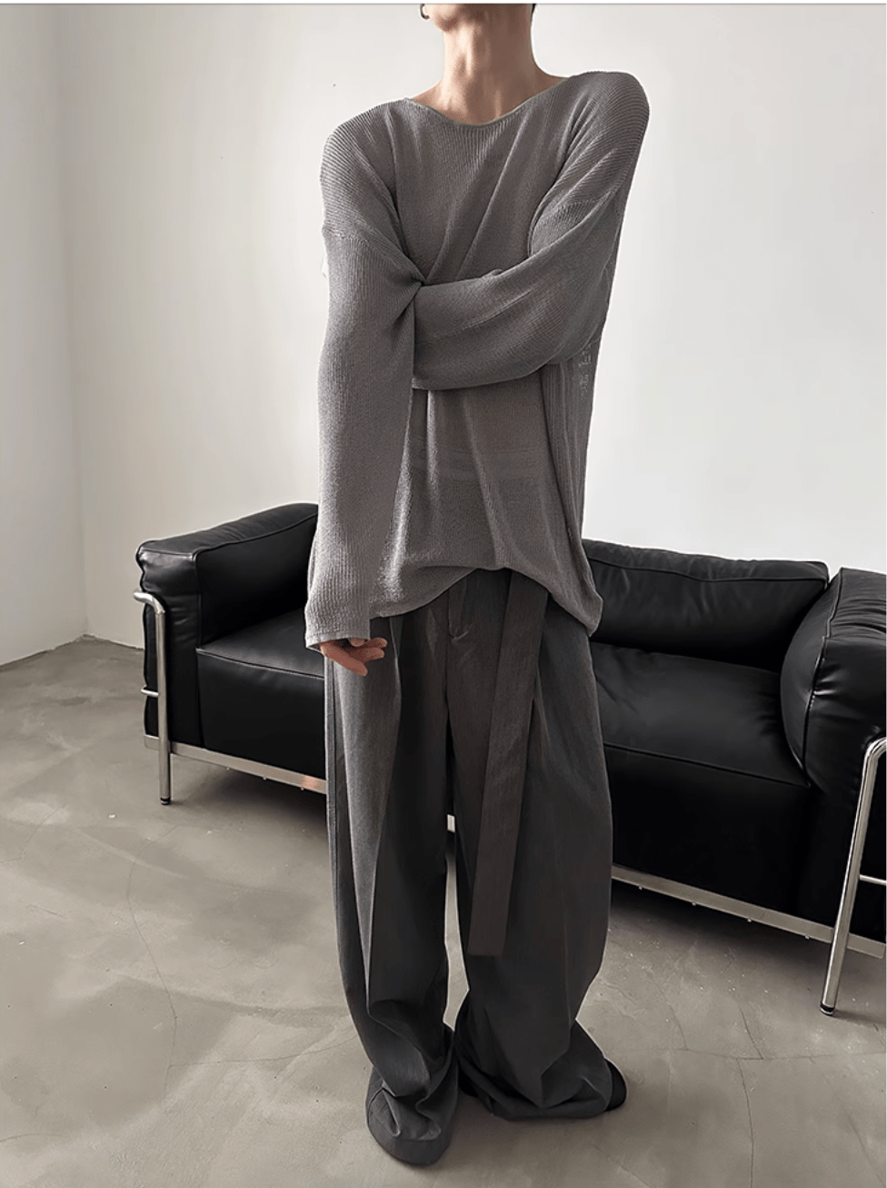 Threebooy [GENESISBOY] lazy style hollow sweater na1074