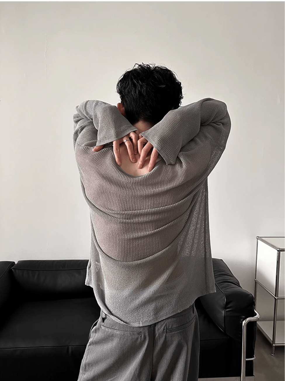 Threebooy [GENESISBOY] lazy style hollow sweater na1074