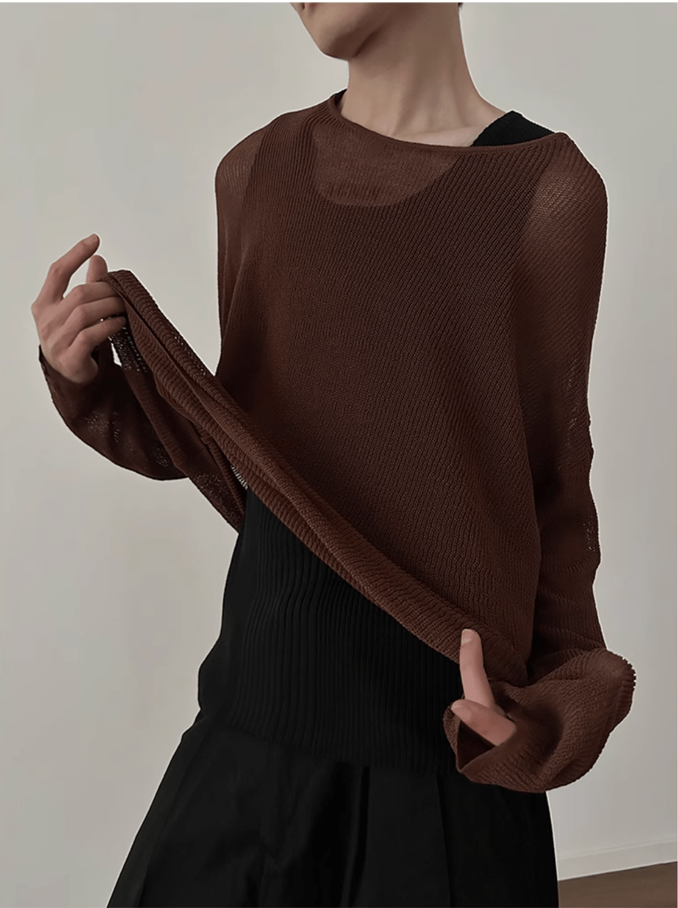 Threebooy [GENESISBOY] lazy style hollow sweater na1074