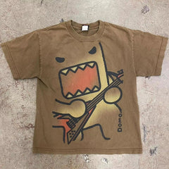 Threebooy 2000s Summer Trend Funny Printed Versatile Couple Cotton T shirts Fashion Casual Loose Tops New Simple Retro Short Sleeves