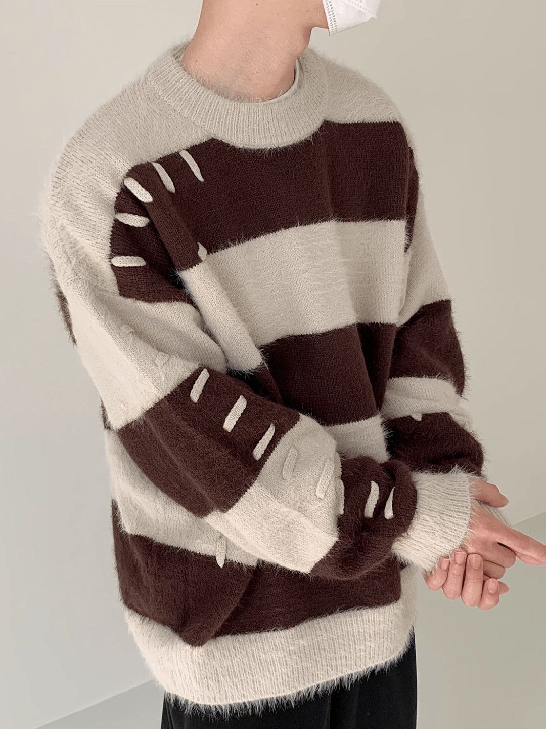 Threebooy [DAZIONSED] Patch design mohair knit sweater na772