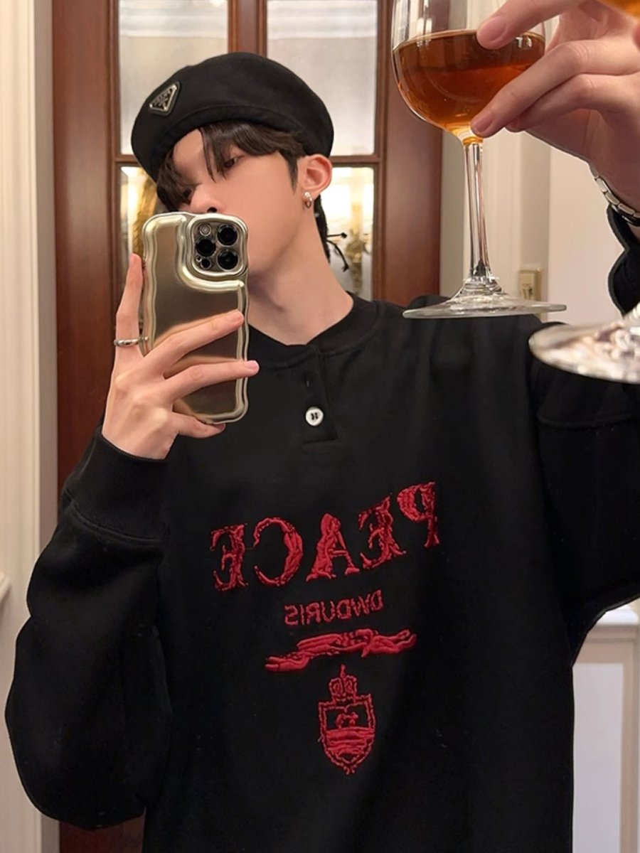Threebooy [JH HOMME] LOGO long-sleeved round neck sweater na1557
