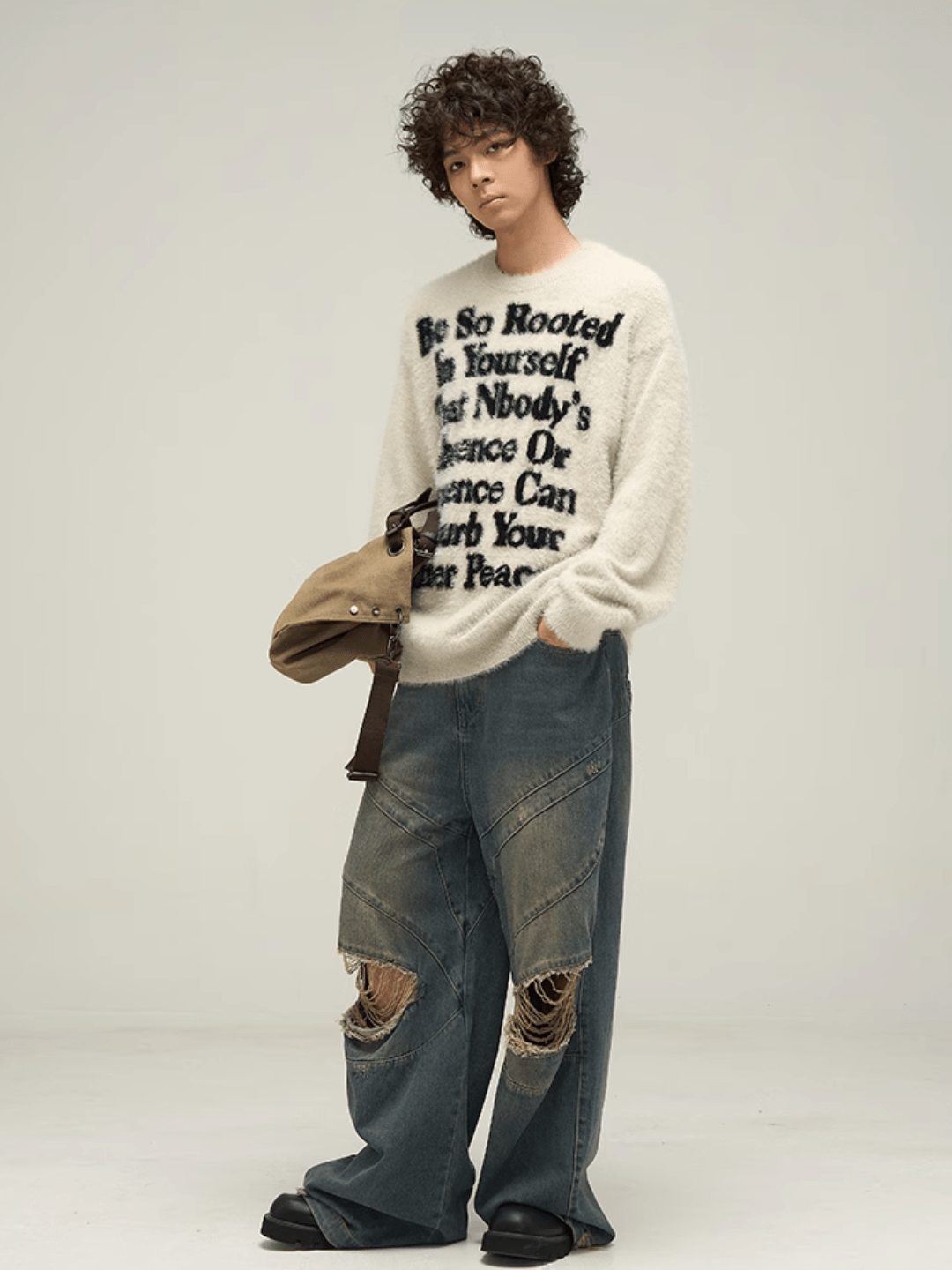 Threebooy [motherfucker] lazy wind round neck knit sweater na709