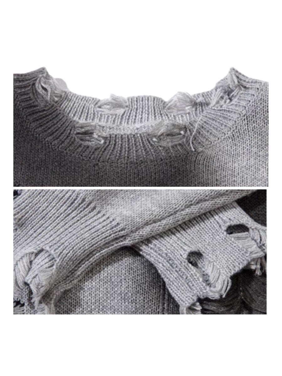 Threebooy 【Mz】high street broken hole cross pin knit na1547