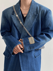 Threebooy [GENESISBOY] Washed striped loose denim suit NA311