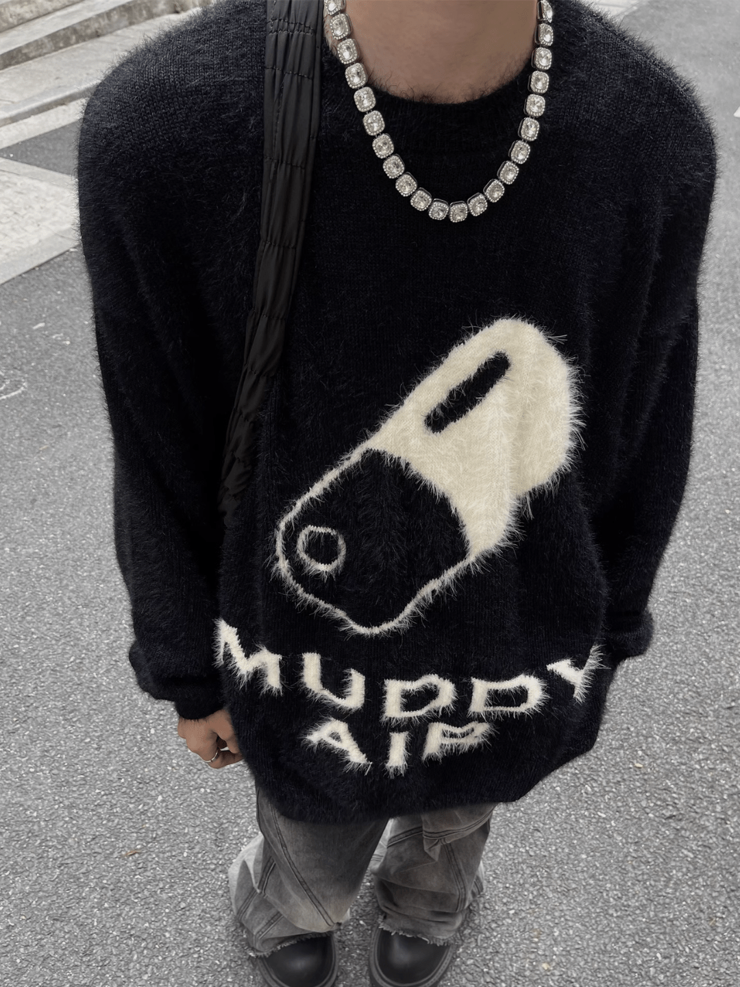 Threebooy print design imitation mink knit sweater na693