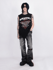 Threebooy [Mz] washed hole design high street t-shirt na1260