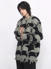 Threebooy [Mz] holes striped casual knitwear na1476