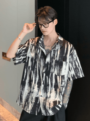 Threebooy [CUIBUJU] ink splash loose shirt na1059