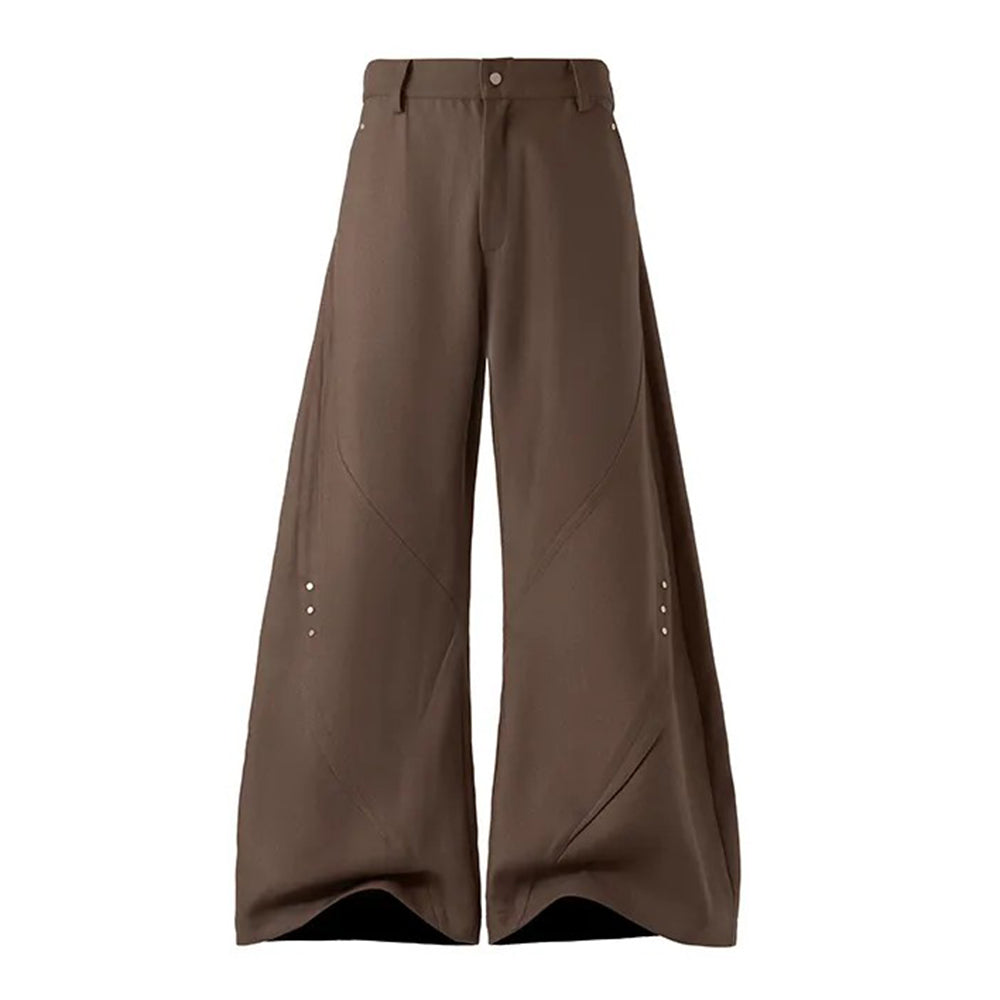 Threebooy Mens Pants Motorcycle Rivets Deconstructed Curved Casual Pants Streetwear Fashion Grunge Wide Leg Pants Old Money Menswear 2025