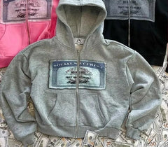 Threebooy 2000s Retro Men's and Women's Hoodies Printed Personalized Patterns Y2K Style Streetwear Hooded Cardigan Long Sleeve New Tops