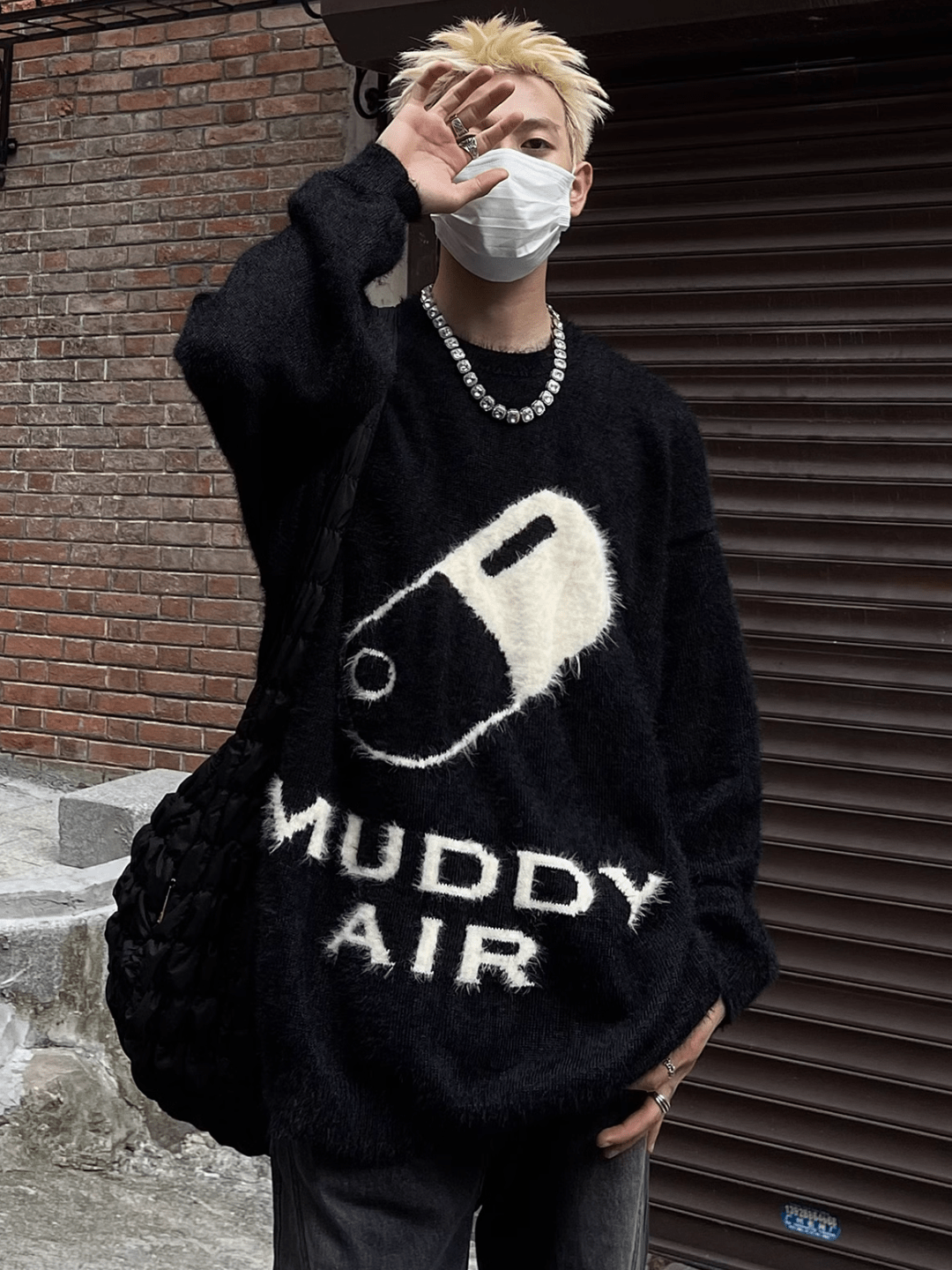 Threebooy print design imitation mink knit sweater na693