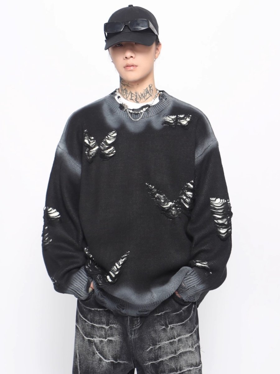Threebooy 【Mz】Niche design hole knit na1546