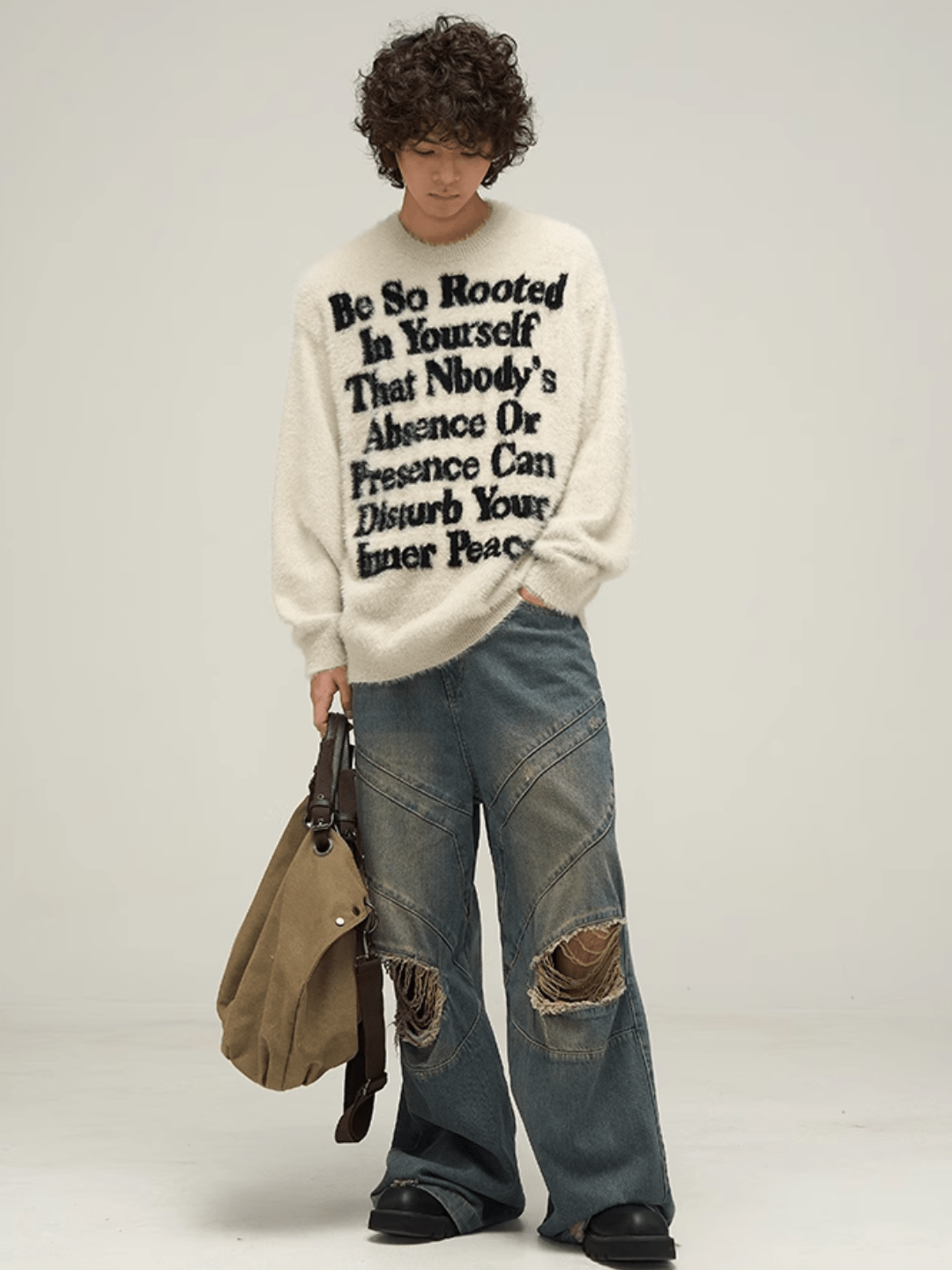 Threebooy [motherfucker] lazy wind round neck knit sweater na709
