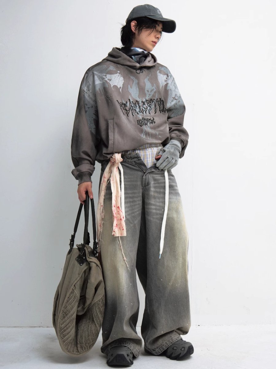 Threebooy [PEOPLESTYLE] Aged Loose Hoodie na1654