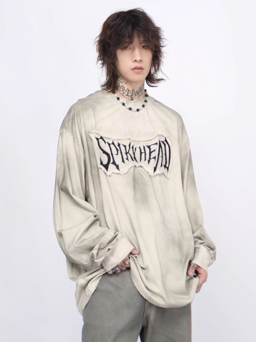 Threebooy 【Mz】washed long-sleeved T-shirt na1381