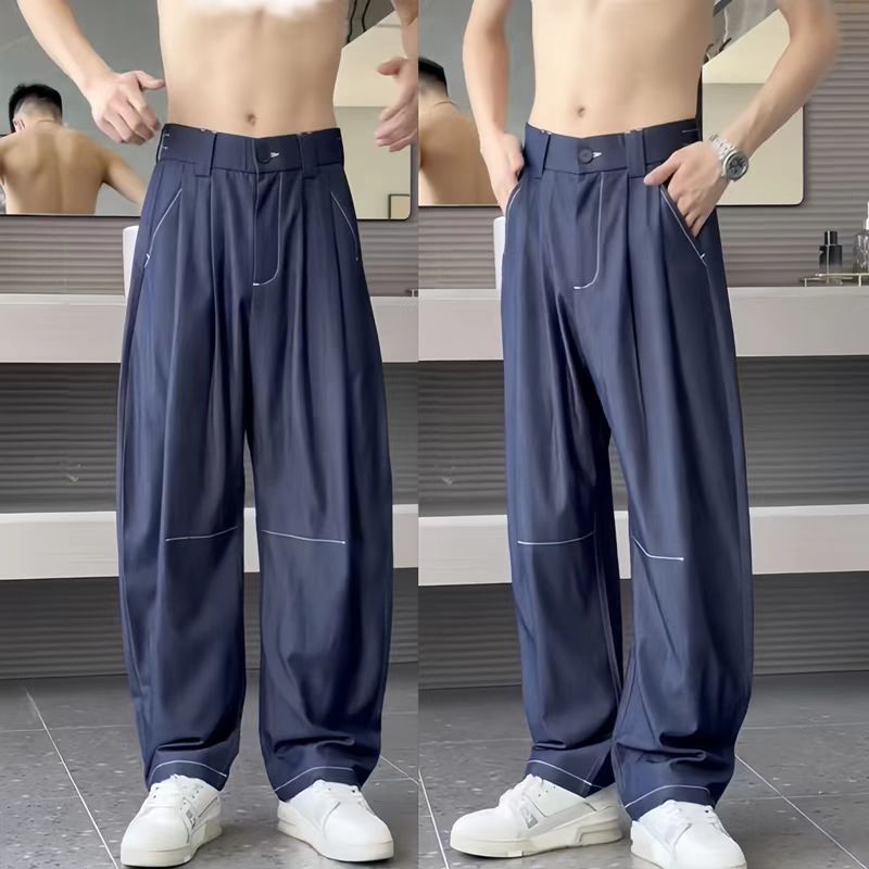 Threebooy Advanced Hanging Thin Jeans Men Casual Loose Curved Knife Pants Summer Fashion High Street Comfortable Denim Trousers Streetwear