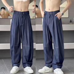 Threebooy Advanced Hanging Thin Jeans Men Casual Loose Curved Knife Pants Summer Fashion High Street Comfortable Denim Trousers Streetwear