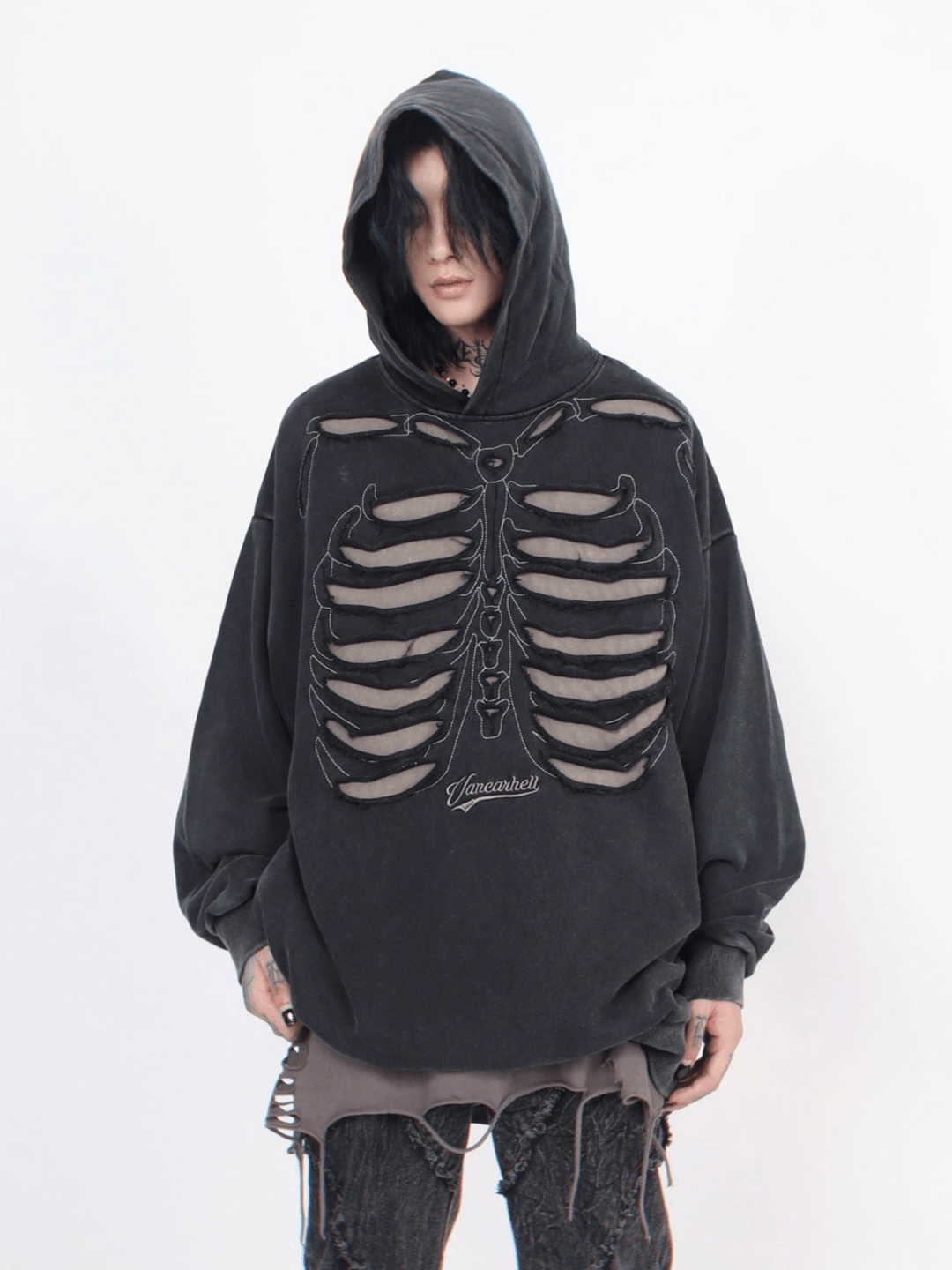 Threebooy skeleton design niche high street hooded na648