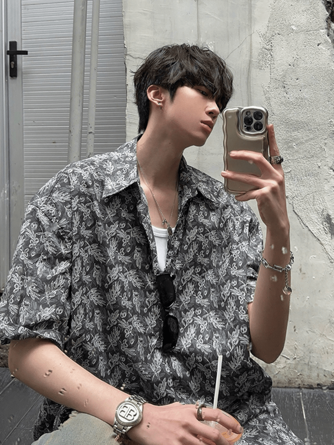 Threebooy [JH HOMME] loose short-sleeved shirt na1316