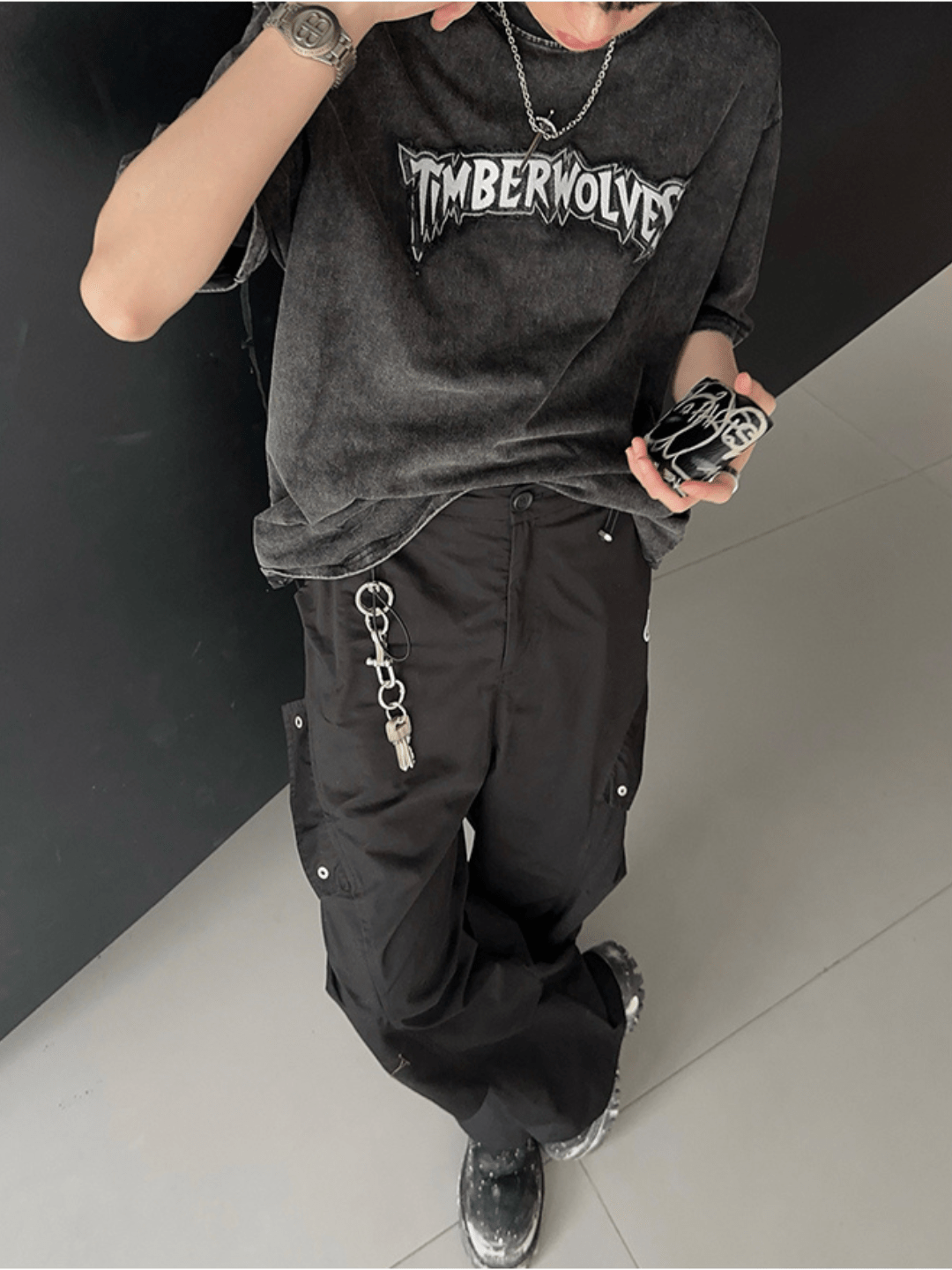 Threebooy [JH HOMME] round neck loose T-shirt na1317