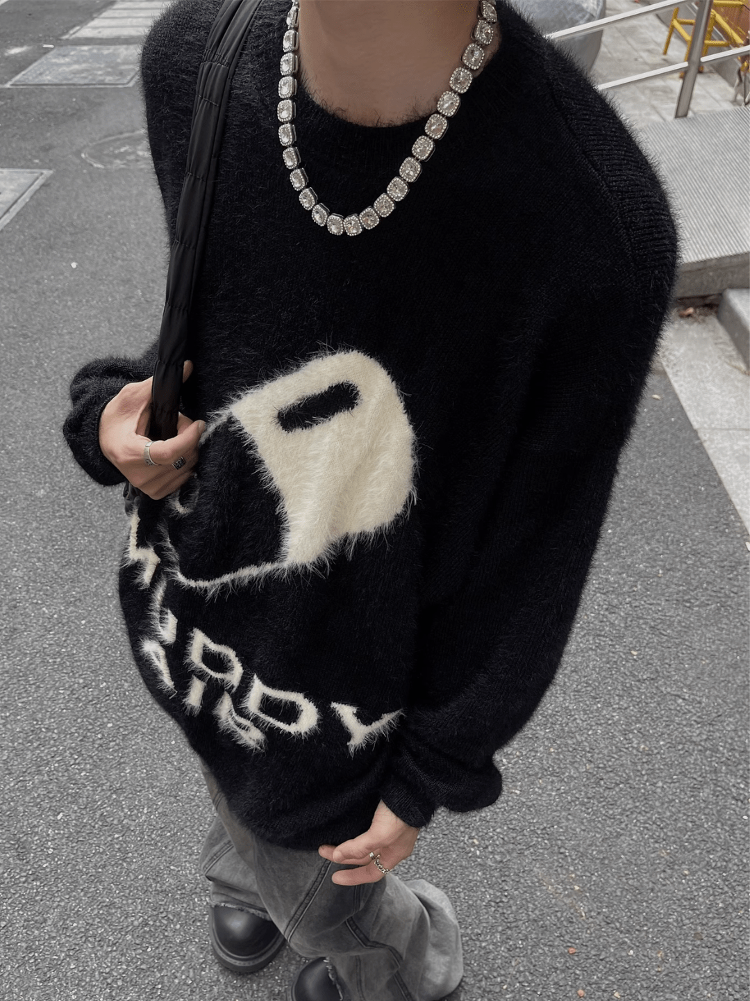 Threebooy print design imitation mink knit sweater na693