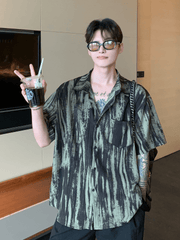 Threebooy [CUIBUJU] ink splash loose shirt na1059
