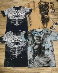 Threebooy 2000s Suffering Street T shirt Men Clothing Gothic Skull Cross Print Cotton Double Senior Double Faced Printing T shirt