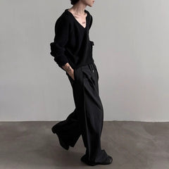 Threebooy Mens Pants Three-Dimensional Pleated Casual Pants Streetwear Fashion Luxury Grunge Wide-Leg Pants Old Money Men'S Clothing 2025