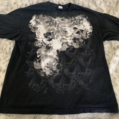 Threebooy 2000s Vintage Aesthetic Crop Tops Emo T Shirt Y2K Fairy Grunge Clothes Women Gothic Skull Skeleton Graphic Print Tees Shirts