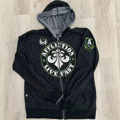 Threebooy 2000s affliction Men multi Jacket Zip Hip Hop Hoodie Oversized Sweatshirt Harajuku Long Sleeve Hoodies