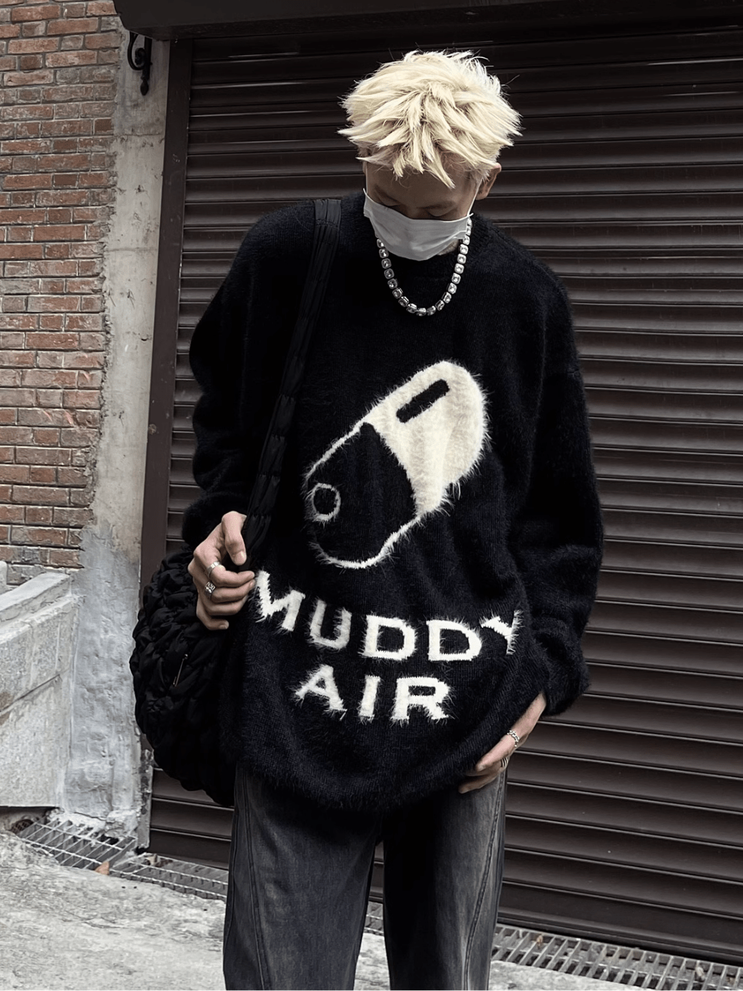 Threebooy print design imitation mink knit sweater na693