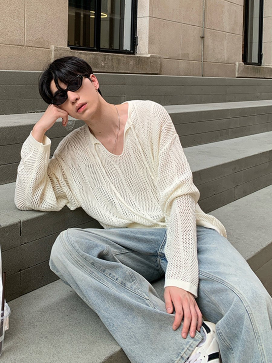 Threebooy [ONELYC1NS]V-neck niche long-sleeved na1429