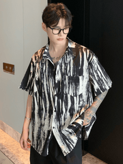 Threebooy [CUIBUJU] ink splash loose shirt na1059