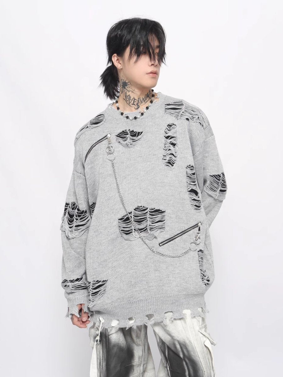 Threebooy [Mz] cut holes design knit na1548