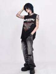 Threebooy [Mz] washed hole design high street t-shirt na1260