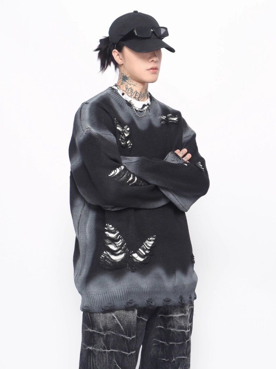 Threebooy 【Mz】Niche design hole knit na1546
