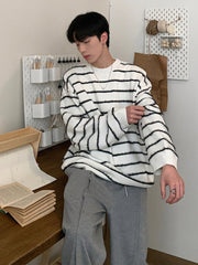 Threebooy [ONELYC1NS]Black and white striped knit na1430