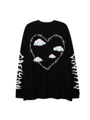 Threebooy [XPKAEAX] dark love printed long-sleeved T-shirt na639