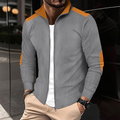 Threebooy Spring Autumn Men's Patchwork Jacket Jacquard Wrist Embroidery Zipper Cardigan New Fashion Casual Loose Tops Coat Oversized