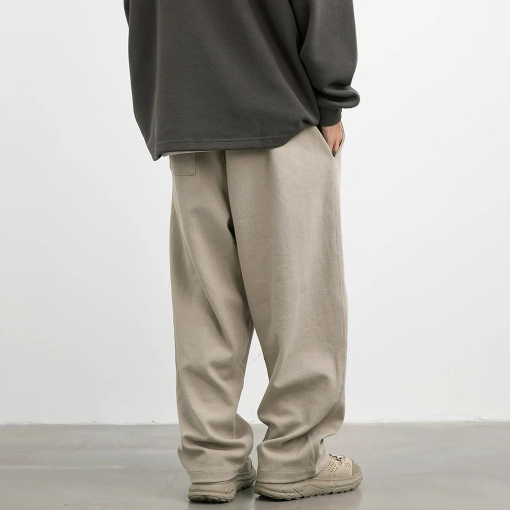 Threebooy Mens Twill Basic Casual Straight Pants Genderless Japanese Fashion Trend Simple Solid Color Comfortable Loose Trousers Unisex