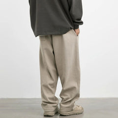 Threebooy Mens Twill Basic Casual Straight Pants Genderless Japanese Fashion Trend Simple Solid Color Comfortable Loose Trousers Unisex