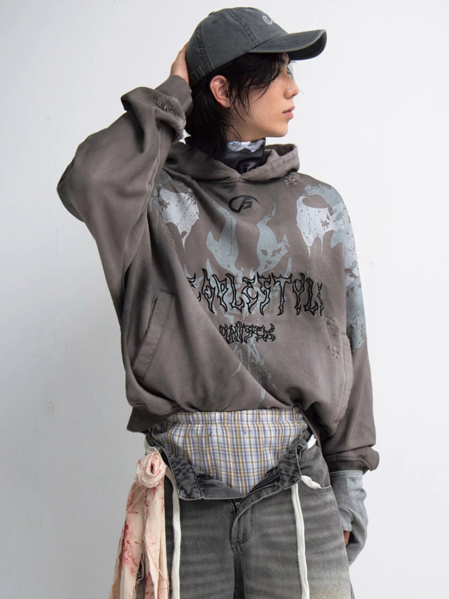 Threebooy [PEOPLESTYLE] Aged Loose Hoodie na1654