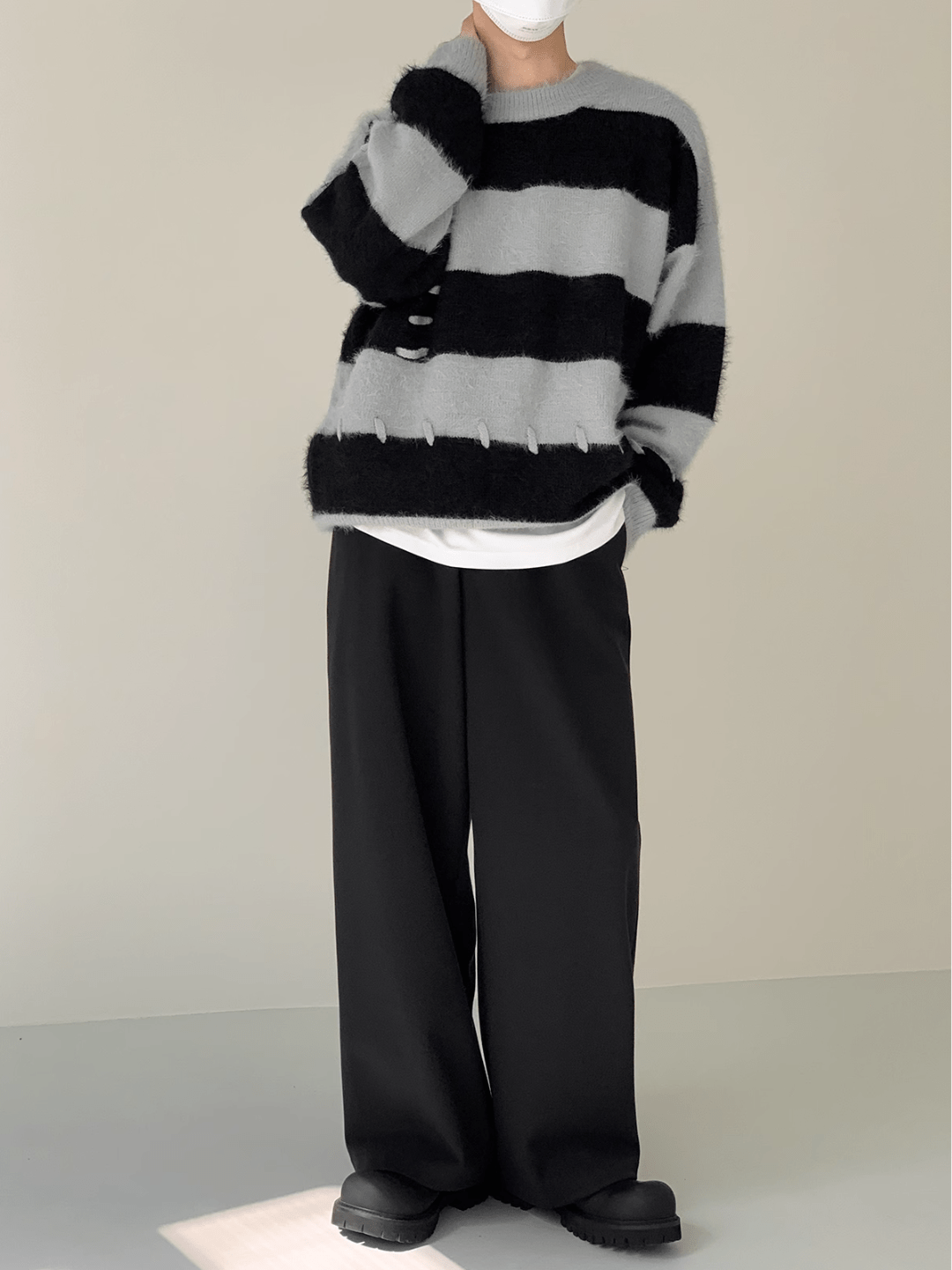 Threebooy [DAZIONSED] Patch design mohair knit sweater na772