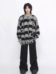 Threebooy [Mz] holes striped casual knitwear na1476