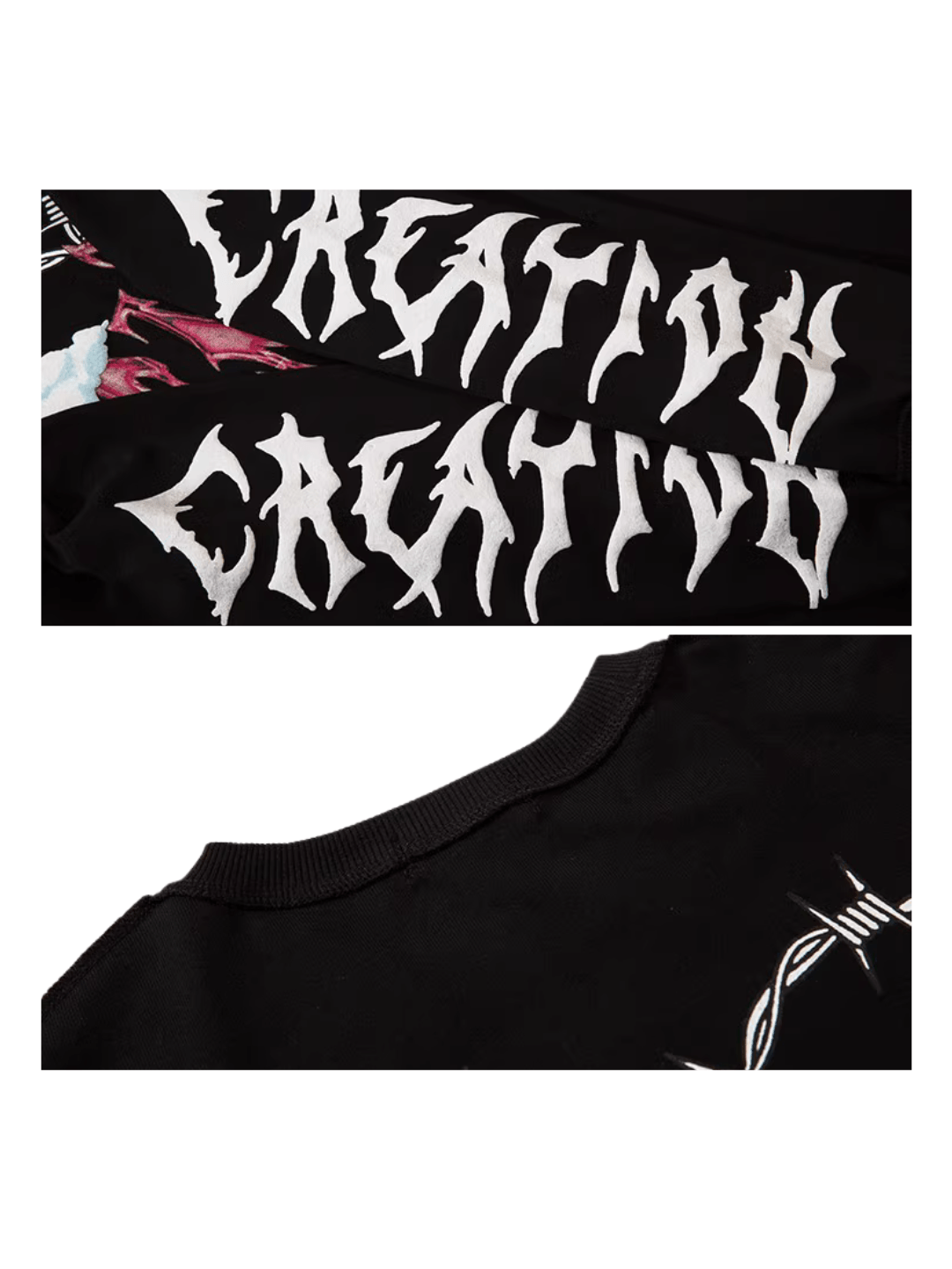 Threebooy [XPKAEAX] dark love printed long-sleeved T-shirt na639