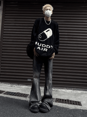 Threebooy print design imitation mink knit sweater na693