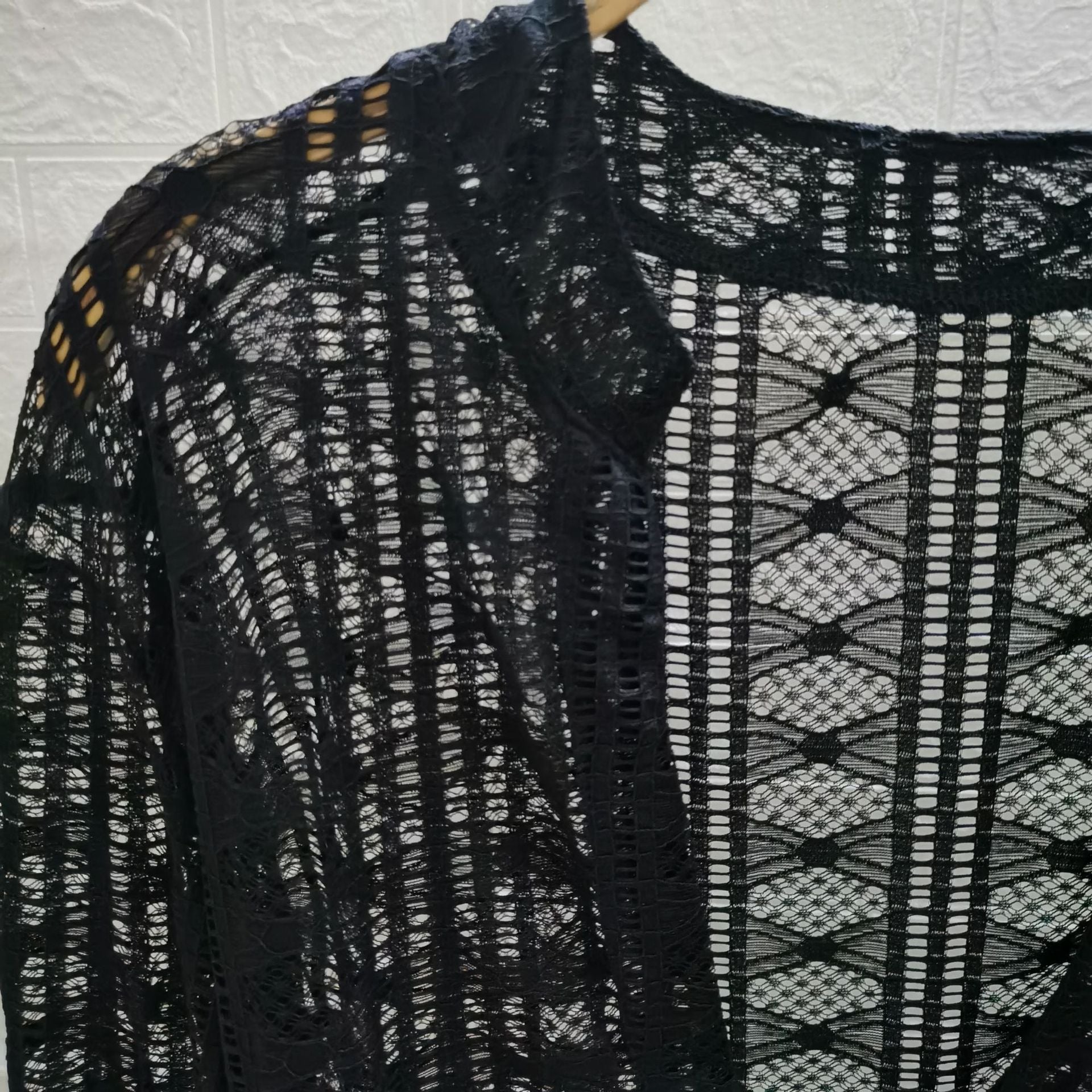 Threebooy Fishing Net Transparent Shirt For Men V-neck Lace Long Sleeved Tshirts Tops Autumn Fashion Sexy Mesh Hollow Out Shirts Pullover