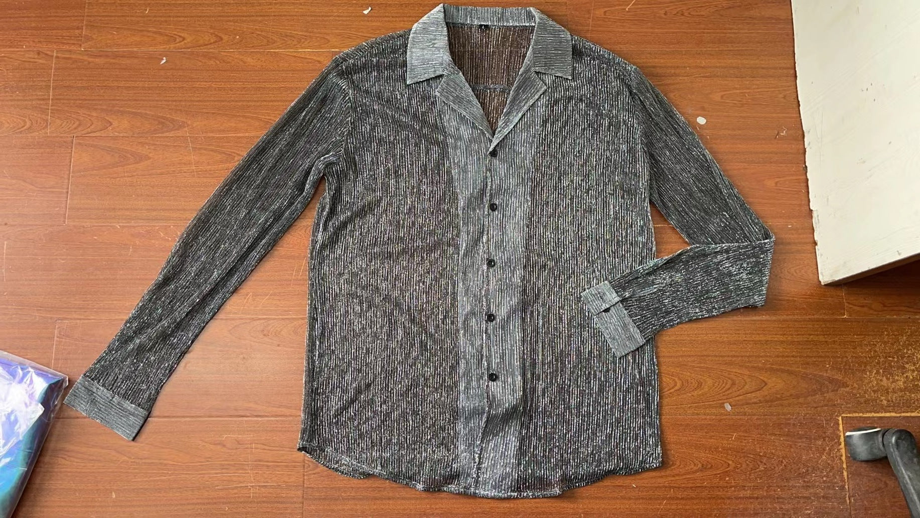 Threebooy Spring Summer Fashion Men Long Sleeve Drop Shoulder Shirts Nightclub Perspective Mesh Cardigan Tops Sexy Shirt Streetwear