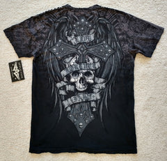 Threebooy 2000s Affliction T-Shirt 2XL Skull Cross Black Men